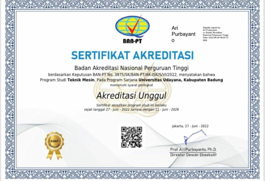 PSTM UNUD Accreditation